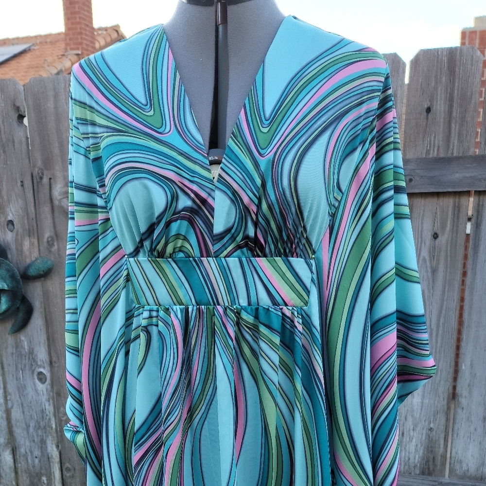 Aqua Swirl Knit Caftan